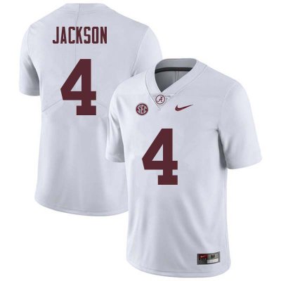 NCAA Men's Alabama Crimson Tide #4 Eddie Jackson Stitched College Nike Authentic White Football Jersey GZ17F53VR